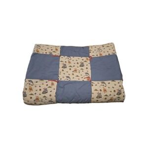 Winnie The Pooh Baby Blanket Hand Made Quilt Squares 34x44 Vintage